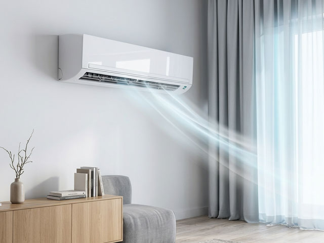 Moderne Wandklimaanlage im Wohnbereich