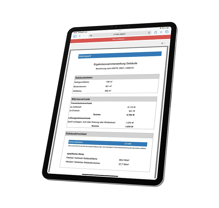 Heizlast-Report für Borken